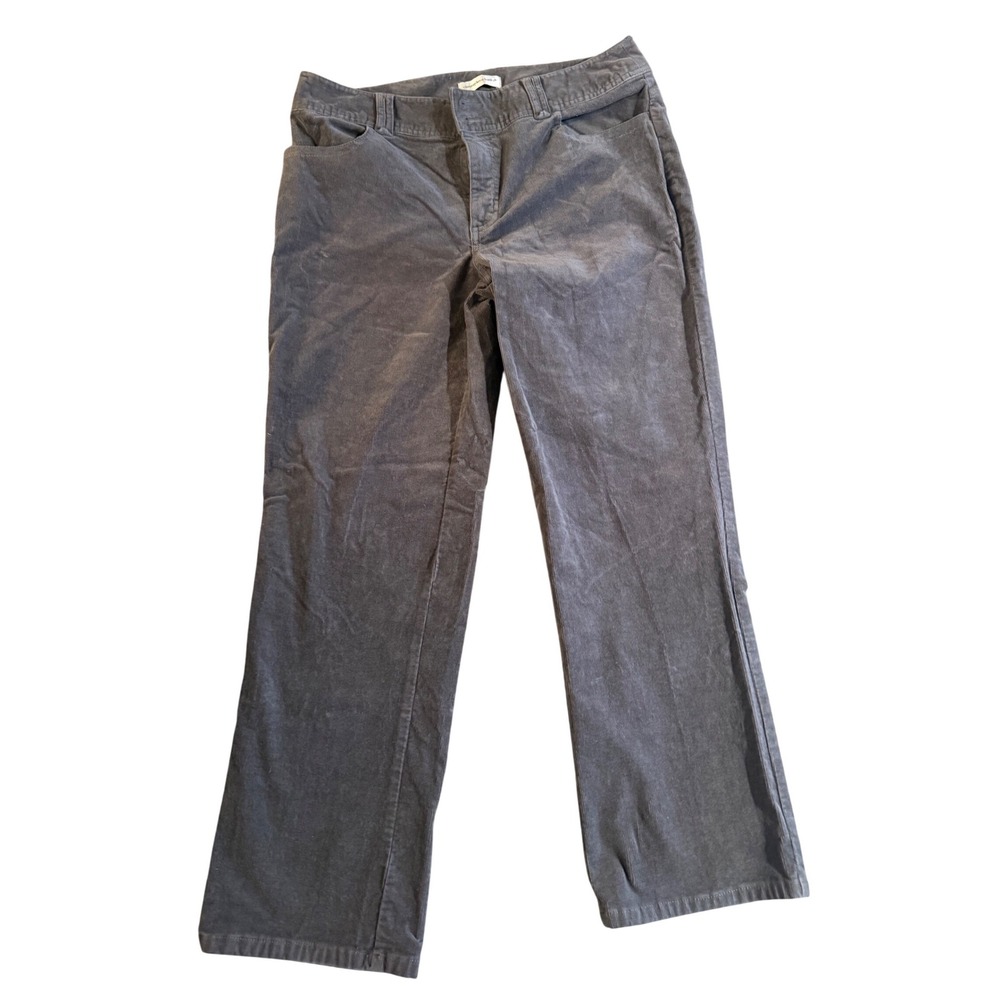 Christopher & Banks Women's Gray Corduroy 12 Short Straight Leg *button missing